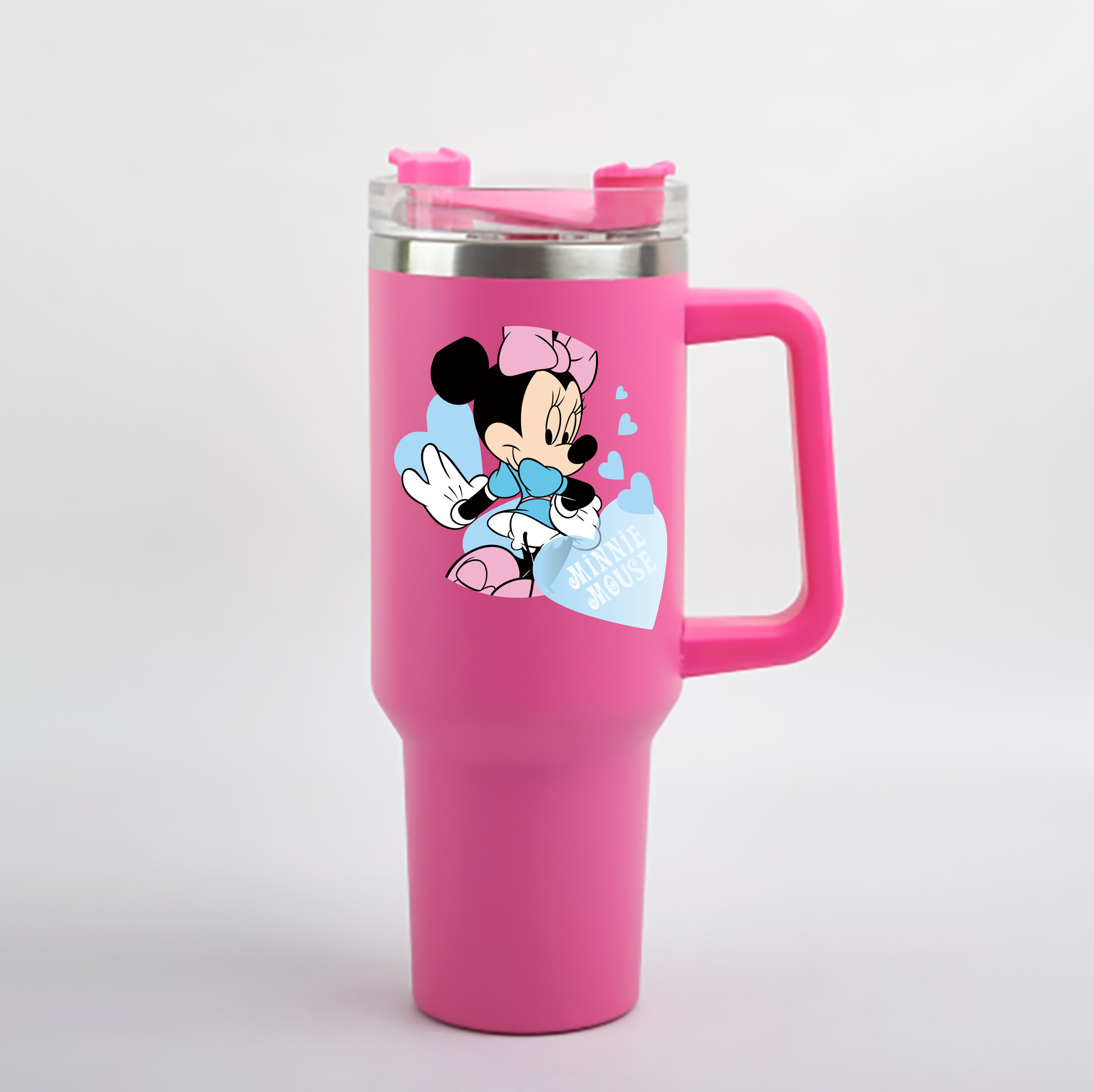 （画像用） ミッキーマウス Mickey Mouse 1200mL車用タンブラー - クリスタルステッカー（プラスチックストロー付き）